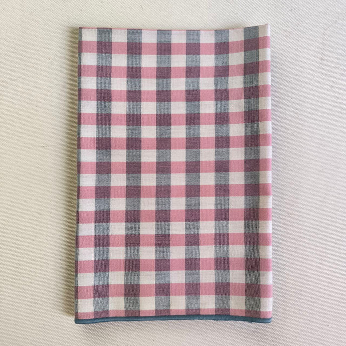 Servilletas algodón vichy azul rosa festón azul