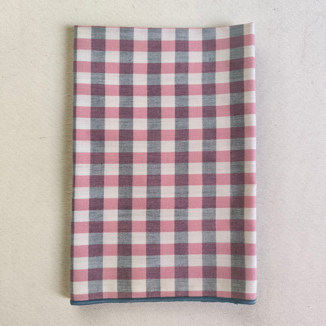 Servilletas algodón vichy azul rosa festón azul